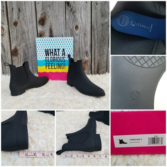 Black Rainboots Jeffrey Campbell Chelsea Forecast Waterproof Boots Size 10 NWT - Picture 8 of 14